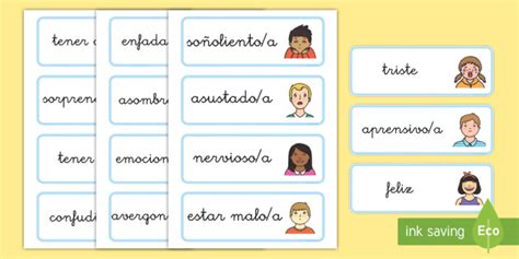 Tarjetas De Vocabulario Las Emociones Y Los Sentimientos