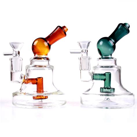 6 Inch Mini Glass Hookah Glass Water Pipe Showerhead Perc Bubbler 14mm Connector Oil Dab Rig