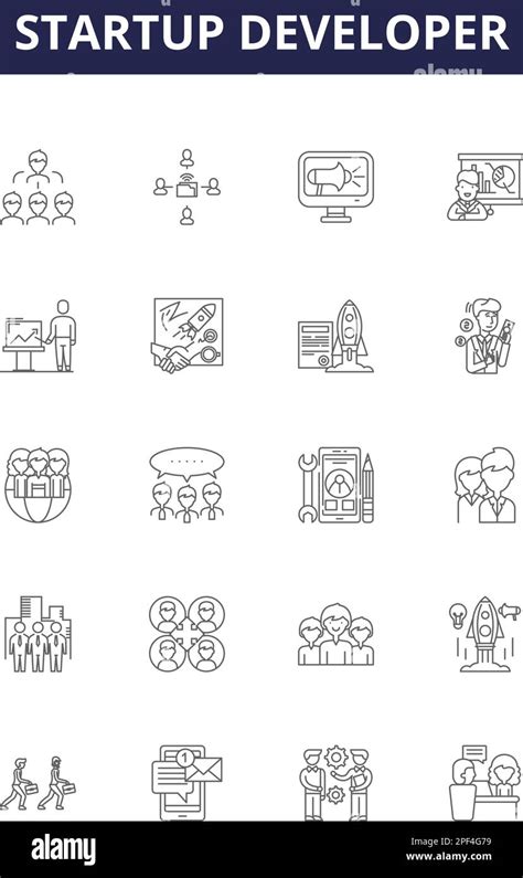 Startup Developer Line Vector Icons And Signs Developer Software