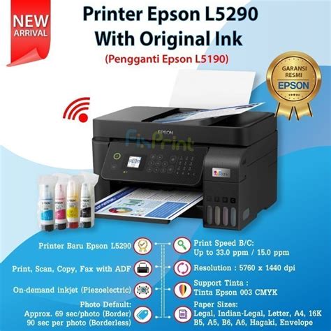 Jual Printer Epson L5290 L5296 Print Scan Copy Wifi All In One Print Multifungsi Wireless Fax