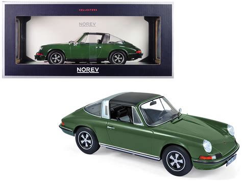 118 Norev 1973 Porsche 911 S Targa Green With Black Top Diecast Car