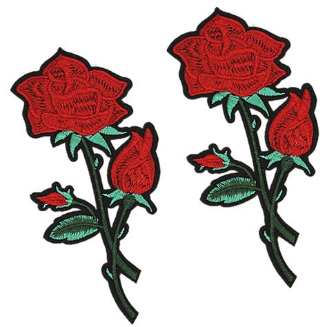 10pcs Large Rose Flowers Embroidery Patches Iron On Or Sewing Stickers