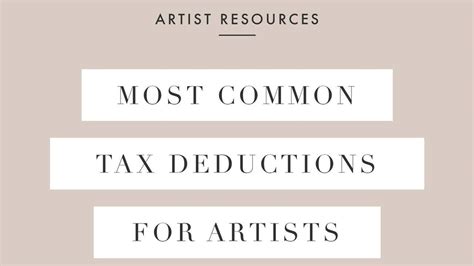 Top Tax Deductions For Artists