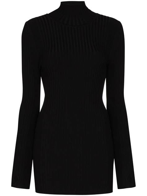 Rabanne Ribbed Roll Neck Jumper Farfetch Knitted Tops Roll Neck