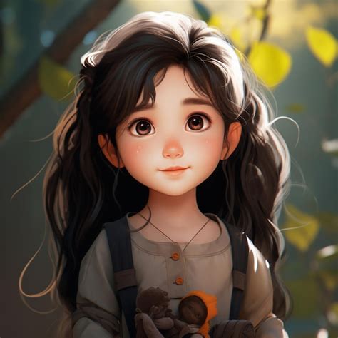 Una niña bonita de dibujos animados Foto Premium