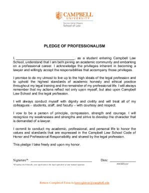 Fillable Online Form Pledge Of Professionalism Fax Email Print