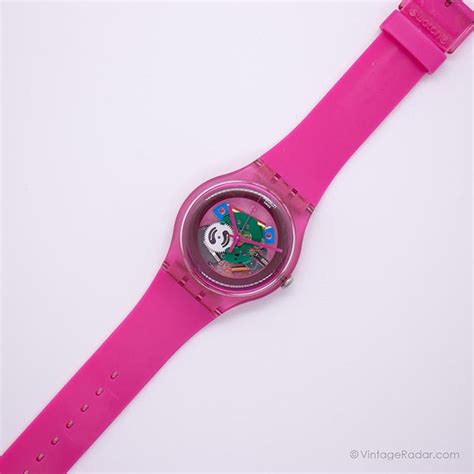 2012 Swatch Suop100 Pink Lacquered Watch Skeleton Dial Swatch