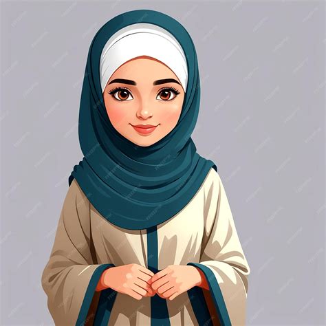 Premium Vector Cute Muslim Girl Character