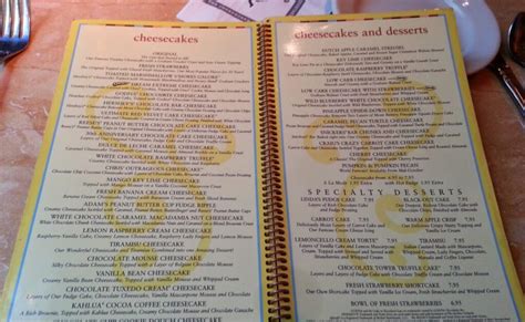 Cheesecake Factory Dessert Menu And Prices