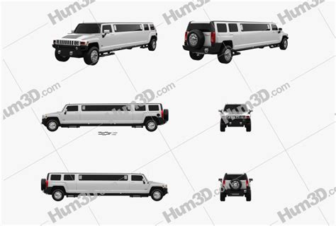 Hummer H3 Limousine 2011 Blueprint Template 3DModels