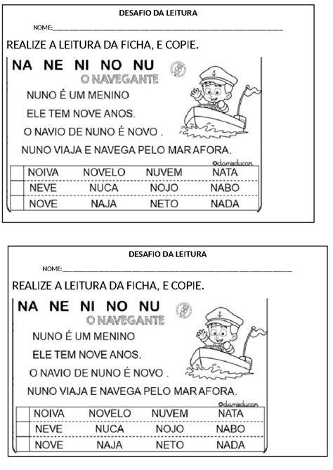 Ficha De Leitura Letra N - Ficha DE Leitura Letra N - leitura de projetos - DESAFIO DA LEITURA ...