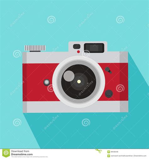 Vintage Camera In A Flat Style Stock Vector Illustration Of Glass