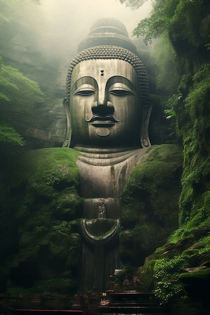 Statue De Bouddha Sculpt E Dans La Montagne Photo Gratuite