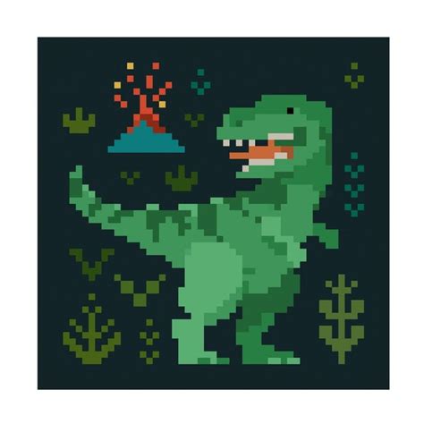 Victoria Barnes Pixel Dinos II Canvas Art In 2024 Wood Print Stretch