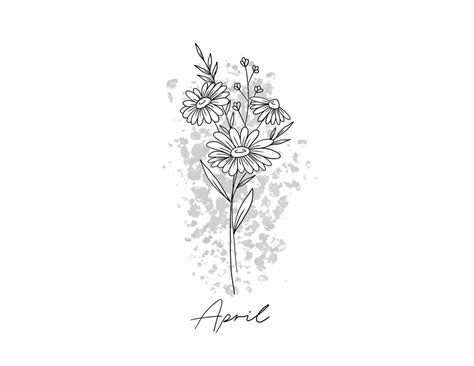 April Birth Flower Illustration. Unique, Hand Drawn Flower Illustration ...