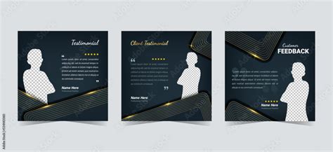 Luxury client testimonial template. Black gold customer feedback frame ...
