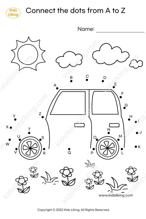 ABC Alphabets Connect The Dots Worksheet Car Free Printable