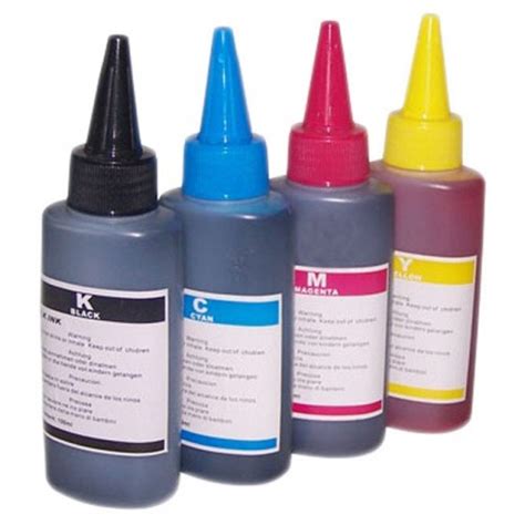 Set De Cerneala Compatibila Epson La Sticlute De 100 Ml 4 Culori Cyan Magenta Yellow Si