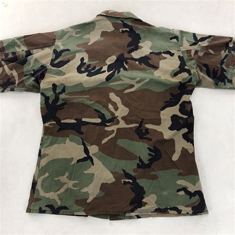 Vintage Army Woodland Camo Uniform Field Jacket Shirt… Gem