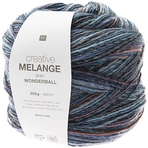 Rico Creative Melange Aran Wonderball Blue Green 012 Truro Wool