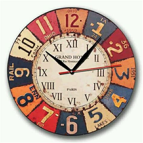 Jual Jam Dinding Motif Vintage Plat Number Handicraft Wall Clock