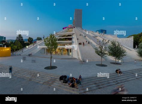 The Pyramid Of Tirana At Blue Hour Locally Called The Enver Hoxha