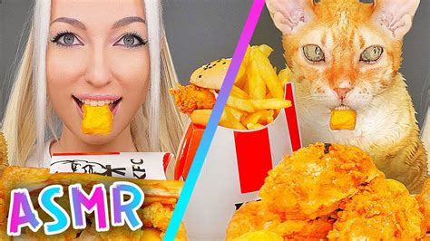 Asmr Mukbang 먹방 Kfc Fried Chicken Burger Fries Cheese Chicken