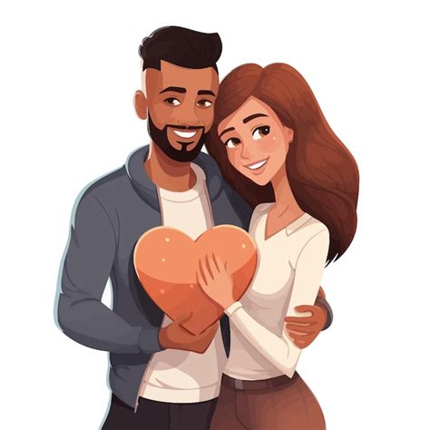 Premium Vector Interracial Couple Hugging Cartoon