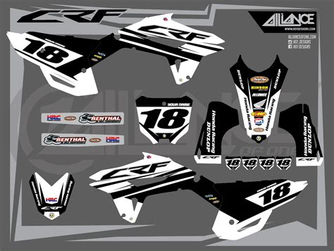 HONDA CRF450R 2021 2022 GRAPHICS KIT SEMI CUSTOM GRAPHICS SX1 WHITE