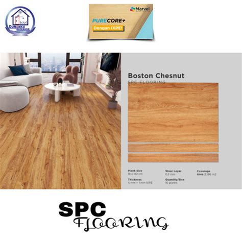 Jual Spc Marvel Lantai Motif Kayu Purecore Tebal 5mm Boston Chesnut Box