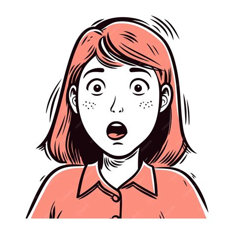 Premium Vector Surprised Woman Face Vector Illustration In Retro