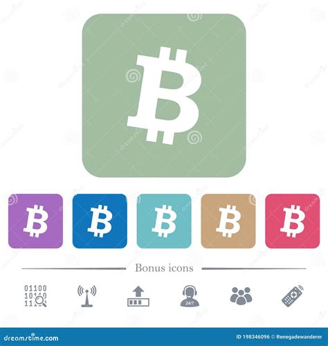 Iconos Planos Bitcoin Criptodivisa Digital En Fondo Cuadrado Redondeado