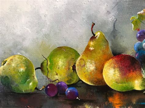 Oil Painting Still Life Pears And Grape Etsy