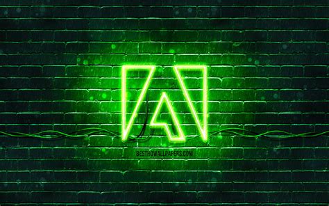 4k Free Download Adobe Green Logo Green Brickwall Adobe Logo Brands