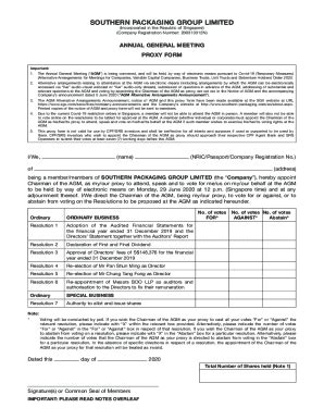 Fillable Online Southern Packaging Proxy Form Indd Fax Email Print