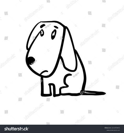 Sad Dog Cute Animal Sketch Drawn Stock Vector Royalty Free 2210797875