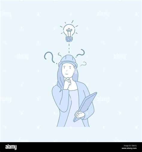 A Woman Engineer Have A Good Idea Hand Drawn Style Vector Stock Vector