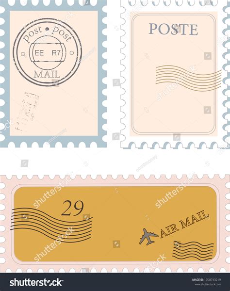 Postal Stamps Templete Set Post Office Stock Illustration 1700743219