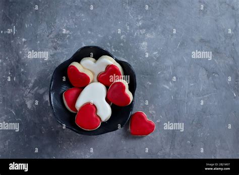 Red And White Iced Cookies Heart Shaped Sugar Cookies Blue And Pink