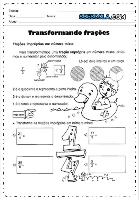 Atividades com Frações 4º ano - SÓ ESCOLA