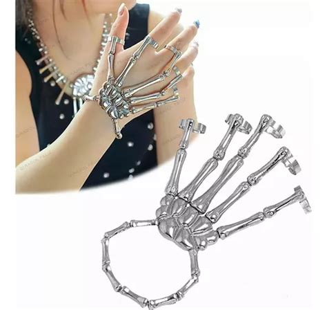 Pulsera Mano Esqueleto Goth Punk Dedos Ajustables Pulseras Meses Sin