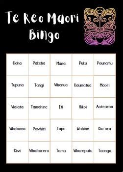 Te Reo Maori Bingo Game By Ms Kelly S English Classroom Tpt