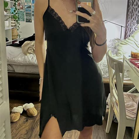 Vintage Black Lace Lingerie Slip Dress In Perfect Depop