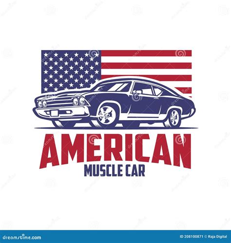 American Muscle Car Illustration Vector Logo Template Set Stock Vector