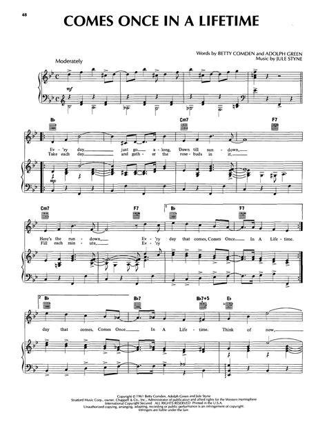 Jule Styne Comes Once In A Lifetime Sheet Music For Piano And Vocal Download Pdf 472711