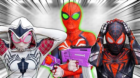 Team Spider Man Vs Bad Guy Team Training Nerf Gun To Become Superhero