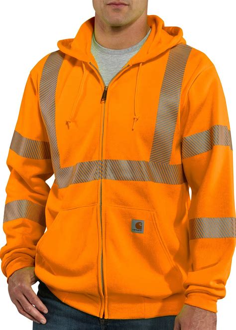 Carhartt Synthetic High Visibility Class 3 Full Zip Hoodie In Orange