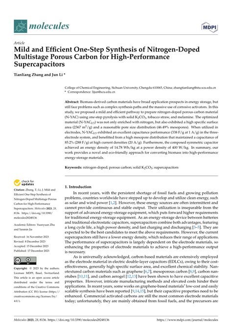 Pdf Mild And Efficient One Step Synthesis Of Nitrogen Doped