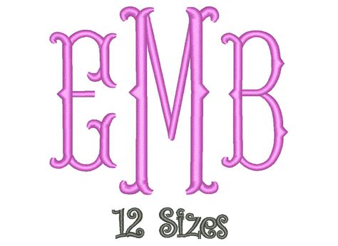 Sale Fishtail Monogram Embroidery Font Sizes Machine Bx Etsy