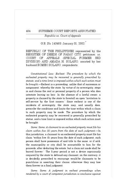 484 Supreme Court Reports Annotated Republic Vs Court Of Appeals